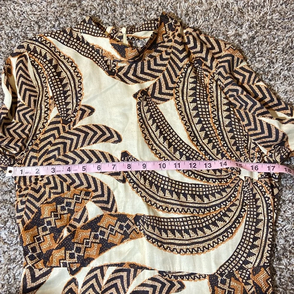 Farm Rio Midi Dress M Bodycon Long Sleeve Tropical Sand Yawanawa Vanahu Size M - Picture 12 of 16